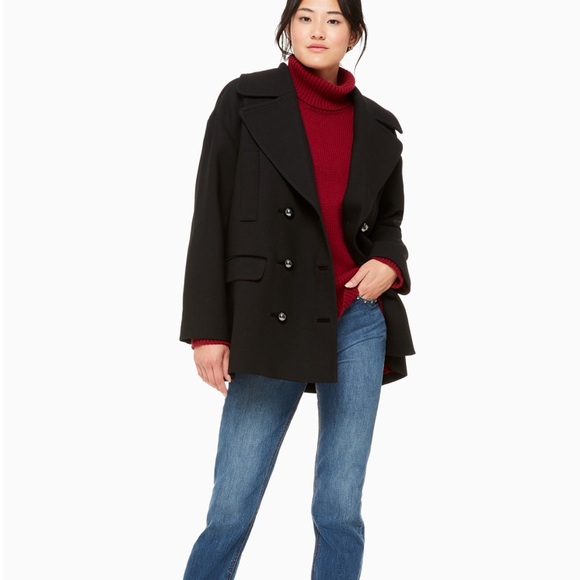 Kate Spade Broome Street Modern Peacoat Jacket Black NJMU9268 Womens sz Large - Picture 1 of 8
